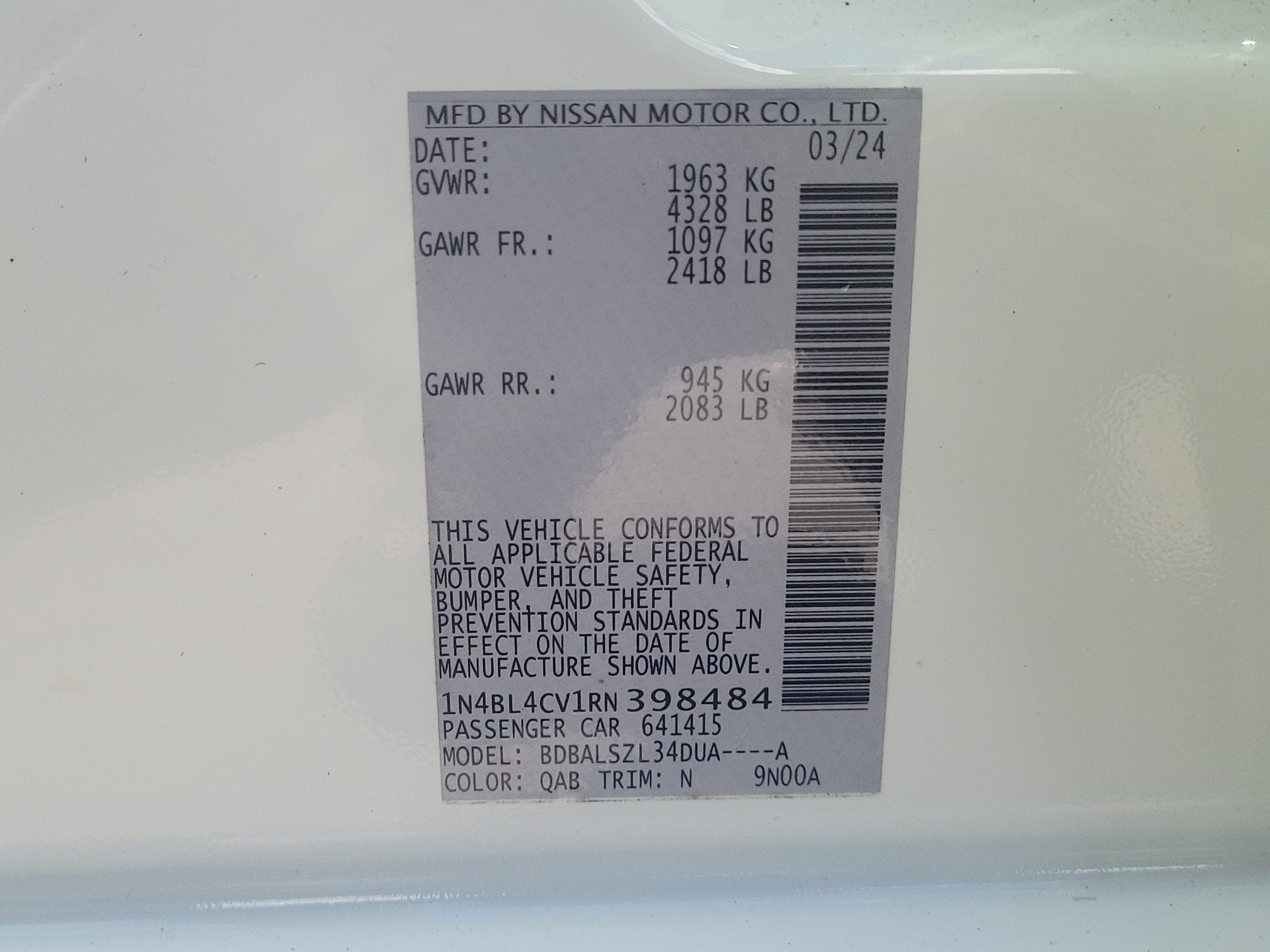 2024 Nissan Altima 2.5 SR