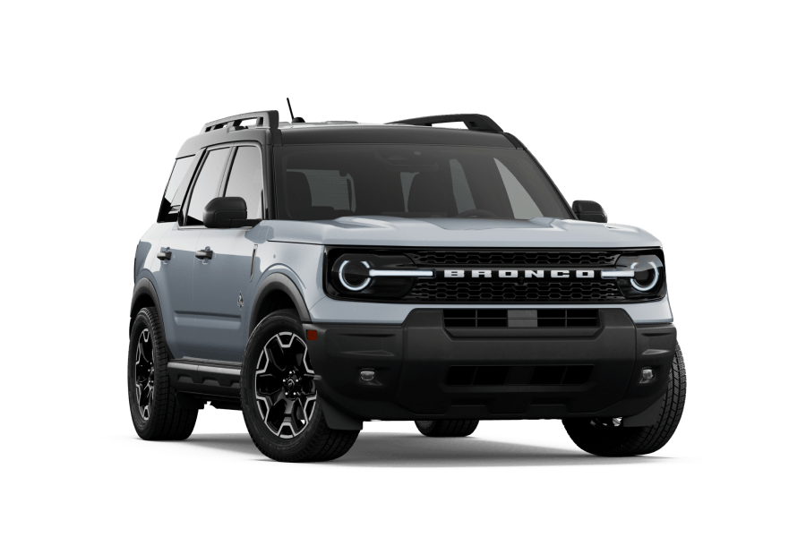 2026 Ford Bronco Sport Outer Banks in Space White Metallic, front three-quarter studio view.