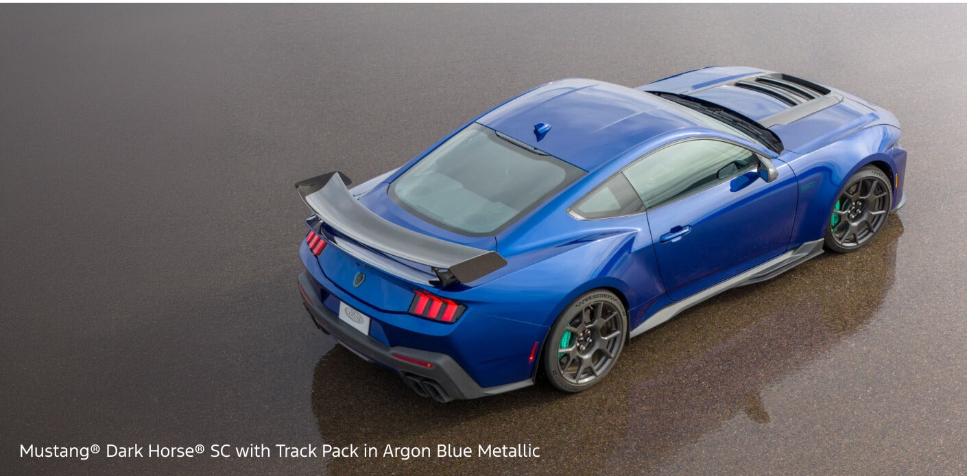 The Mustang Dark Horse Specs and Performance Features, in blue