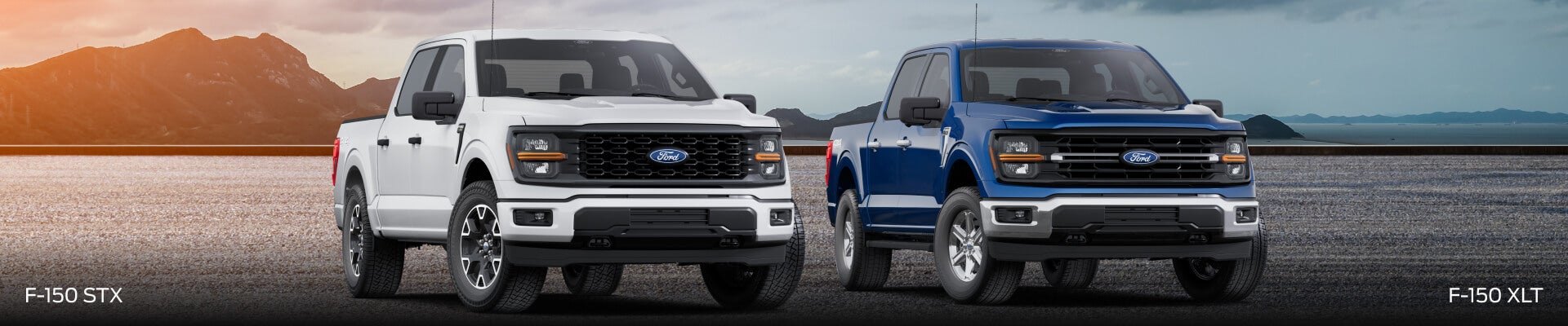 2025 F-150 STX Oxford White Vs 2025 F-150 XLT Atlas Blue Metallic