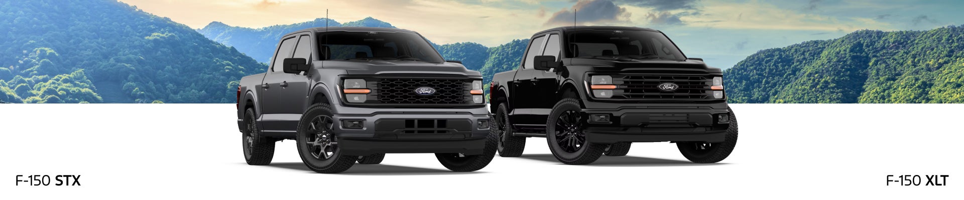 2025 F-150 STX Oxford White Vs 2025 F-150 XLT Atlas Blue Metallic