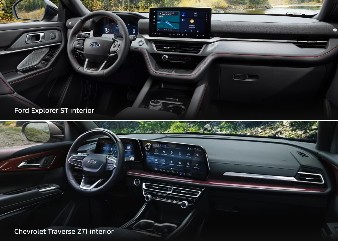 Compare Chevy Traverse and Ford Explorer Interior & Features